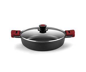BRA Premiere | Casserole Basse de 36 cm en Fonte d'Aluminium, 3 Couches, Revêtement Antiadhésif Renforcé, 2 Poignées Amovibles en Silicone | Convient à Tous les Types de Plaques de Cuisson