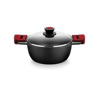 BRA Premiere | Casserole Haute de 24 cm en Fonte d'Aluminium, Couches, Revêtement Antiadhésif Renforcé, 2 Poignées Amovibles en