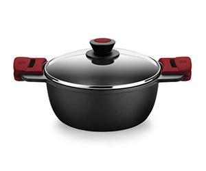 BRA Premiere | Casserole Haute de 24 cm en Fonte d'Aluminium, Couches, Revêtement Antiadhésif Renforcé, 2 Poignées Amovibles en Silicone | Convient à Tous les Types de Plaques de Cuisson
