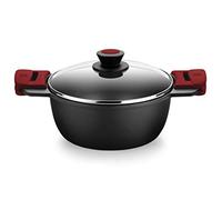 BRA Premiere | Casserole Haute de 24 cm en Fonte d'Aluminium, Couches, Revêtement Antiadhésif Renforcé, 2 Poignées Amovibles en Silicone | Convient à Tous les Types de Plaques de Cuisson