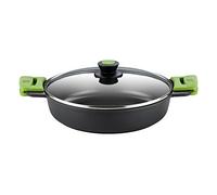 BRA Prior | Faitout Bas 28 cm , Fonte D'Aluminium, avec Antiadhésif Innovations sans PFOA, avec Couvercle en Verre et Anses en Silicone Démontables, Tous Feux Dont Induction