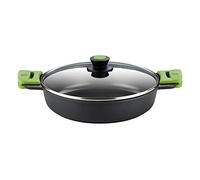 BRA Prior | Faitout Bas 32 cm, Anses en Silicone Démontables | Fonte D'Aluminium, Antiadhésif Innovations sans PFOA, Couvercle en Verre, Tous Feux Dont Induction