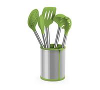 BRA Prior | Lot de 5 Ustensiles de Cuisine et Carrousel Composite Convient au Contact Alimentaire, Acier Inoxydable, Vert, 14,5x15x37, 5 cm