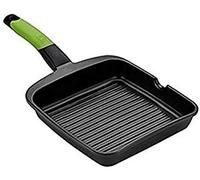 BRA Prior | Poêle Gril Rainurée, 22 cm, Fonte d’Aluminium avec Antiadhésif Innovations sans PFOA, Compatibles Tous Feux Dont Induction, Noir
