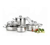 BRA Profesional | Batterie de cuisine 9 pièces avec couvercle en verre et rôtissoire, inox 18/10, pleine induction, compatible tous