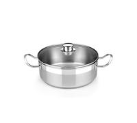 BRA Profesional | Casserole avec couvercle en verre 30 cm, inox 18/10, sans antiadhésif, pleine induction compatible tous feux dont