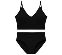 Bra Set Women's Deep V Tank Top No Underwire Small Breast Push-up Triangle Cup(Khaki,XL)(Black,L)