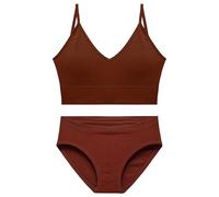 Bra Set Women's Deep V Tank Top No Underwire Small Breast Push-up Triangle Cup(Khaki,XL)(Red,XL)
