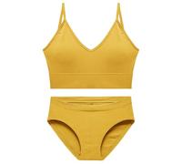 Bra Set Women's Deep V Tank Top No Underwire Small Breast Push-up Triangle Cup(Khaki,XL)(Yellow,L)