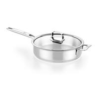 BRA Signature | Cuisinière avec Couvercle, 28 cm, sans antiadhésif, acier inoxydable 18/10, Full Induction, pour toutes sources de chaleur, y compris Induction