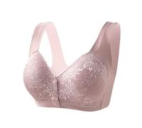 Bra with Front Closure for Comfortable, Wireless Lace Underwear, Supportive, Non-Slip T-Shirt Bra with Full Coverage and Lifting Function., Light Pink, 16(Pink,14)
