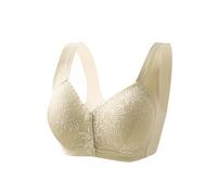 Bra with Front Closure for Comfortable, Wireless Lace Underwear, Supportive, Non-Slip T-Shirt Bra with Full Coverage and Lifting Function., Yellow, 10(Yellow,14)