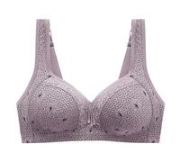 Bra Without Underwire, Women's Sexy Lace Bra with Button Placket on The Back, Shaping Cups, Adjustable Shoulder Strap, Large Underwired, Gray, 20(Light Purple,12)