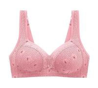 Bra Without Underwire, Women's Sexy Lace Bra with Button Placket on The Back, Shaping Cups, Adjustable Shoulder Strap, Large Underwired, Light Grey, 12(Light Pink,14)