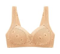 Bra Without Underwire, Women's Sexy Lace Bra with Button Placket on The Back, Shaping Cups, Adjustable Shoulder Strap, Large Underwired, Beige, 16(Beige,10)