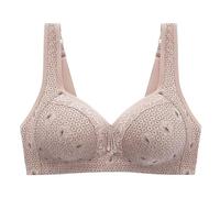 Bra Without Underwire, Women's Sexy Lace Bra with Button Placket on The Back, Shaping Cups, Adjustable Shoulder Strap, Large Underwired, Beige, 16(Light Grey,12)