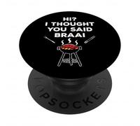 Braai on The Brain Joke South Africa Funny PopSockets PopGrip Adhésif