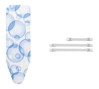 Brabantia 101465 Housse pour Table à Repasser D Perfect Flow Bubbles 135 x 45 cm 108266 Clips de Fixation pour Housse de Repassage, 3 pcs, Autre, Blanc, 30 x 20 x 10 cm