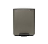 Brabantia - 211546 - Poubelle à pédale Bo, avec 2 seaux intérieurs, 2 x 30L - Platinium