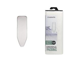 Brabantia 317705 Housse de Repassage Coton Métallisé Et Mousse 2 mm Gris & 196423 - Molleton Universel - Viscose - Blanc