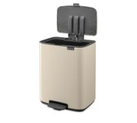 Brabantia Poubelle à pédale Bo – 12 L, fermeture progressive, seau intérieur – Soft Beige