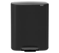Brabantia Poubelle Bo Pedal, Acier Noir Mat, 2 Seaux Amovibles de 30L | Poubelle de cuisine à pédale, Couvercle anti-odeur, Fermeture douce, Seau amovible, Sacs Poubelle Brabantia (code O) inclus