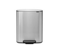 Brabantia Bo Poubelle à pédale - 2x30 litres - 2 seaux intérieurs en plastique - acier mat anti-traces de doigts 211461