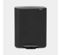 Brabantia Bo Poubelle à pédale - 2x30 litres - 2 seaux intérieurs en plastique - noir mat 211508