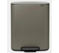 Brabantia Bo Poubelle à pédale - 2x30L - 2 seaux intérieurs en plastique - platine 211546