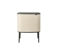 Brabantia - Bo Touch Bin 23+11L - Double Poubelle de Recyclage pour la Cuisine - Ouverture Soft-Touch - Seau Intérieur Amovible - Antidérapant - Sacs Poubelles Inclus - Soft Beige - 54 x 31 x 68 cm