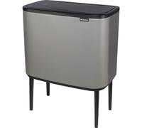 Brabantia Poubelle, Acier, Mineral Concrete Grey, 3x 11L