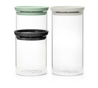 Brabantia Bocaux en verre Brabantia lot de 3 Noir-gris-vert