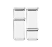 Brabantia - Kit de 4 bocaux carrés, 2x 0.7L and 2x 1.6L, Couvercle Gris Clair