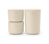 Brabantia - Renew Distributeur de Savon 250 ML - Mécanisme de Pompe Anti-Goutte - Facile à Remplir - Support Amovible - Anti-Corrosion - Accessoire de Salle de Bain Élégant - Soft Beige
