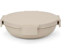 Brabantia Bol à repas Make & Take (Beige clair), 1L, Bento box ronde sans compartiment, Boite repas avec couvercle en plastique et fermeture à clips, diamètre 21,5cm