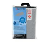 Brabantia Bügelbrett Bezug, Bügelbezug, Bügeltischbezug, Bügelbrettbezug, Baumwolle metallisiert & 2mm Schaumstoff, mit Kordelzug, Größe B, 124 x 38 cm, Silber, 317705