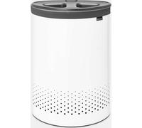 Brabantia - Corbeille à Linge Selector - Deux Triez Compartiments - Portable Sac à Linge - L'ouverture Quick-Drop - Orifices de Ventilation - Pas de Rayures - Peu encombrant - Blanc - 55 L