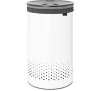 Brabantia - Corbeille à Linge - Mains Libres Couvercle en Plastique - Portable Sac à Linge - L'ouverture Quick-Drop - Corbeille avec des Orifices de Ventilation - Pas de Rayures - Blanc - 60 L