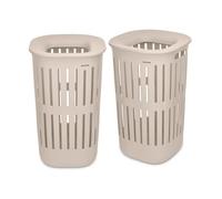 Brabantia Panier à linge Collect-It 55 L (Beige clair), Lot de 2, Corbeille a linge pliable pour la cuisine et la buanderie, Boite de rangement vêtement, serviettes et draps