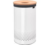 Brabantia - Corbeille à Linge - Couvercle en Liège - Portable Sac à Linge - Corbeille avec des Orifices de Ventilation - Pas de Rayures - Matériaux Durables Résistants à la Corrosion - Blanc - 60 L