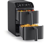 Brabantia Double Stack Airfryer XXl, 10 litres, 2700 W, 80-200 degrés, sans PFAS, 6 programmes automatiques, écran tactile numérique, double tiroirs, pieds antidérapants, noir, BBEK1240