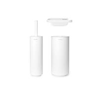 Brabantia - Ensemble d'Accessoires de Toilette Mindset - Brosse de Toilette, Porte-Rouleau & Distributeur de Rouleaux - Ensemble de 3 Accessoires de Salle de Bain Assortis - Fresh White