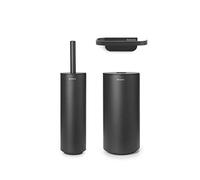 Brabantia - Ensemble d'Accessoires de Toilette Mindset - Brosse de Toilette, Porte-Rouleau & Distributeur de Rouleaux - Ensemble de 3 Accessoires de Salle de Bain Assortis - Infinite Grey