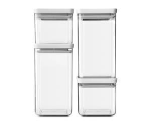 Brabantia Ensemble de bocaux de rangement carrés TASTY+ Gris clair