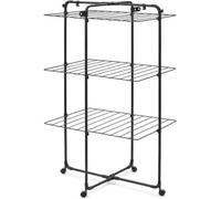 Brabantia Étendoir à linge Tour HangOn 23 m – Pliable, grande capacité, roues et crochets – Noir mat