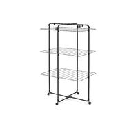 Brabantia Étendoir à Linge Tour HangOn de, 23 mètres (Noir Mat) - Séchoir à Linge Ajustable à Large capacité, Pliable et Compact - Étendoir en Tour avec Roues et Crochets pour ceintres