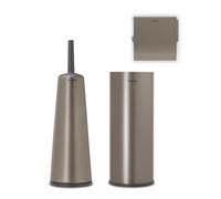 Brabantia Kit de 3 Accessoires de Toilette, Collection Renew - Platinum
