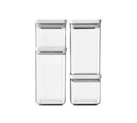 Brabantia - Kit de 4 bocaux carrés, 2x 0.7L and 2x 1.6L, Couvercle Gris Clair