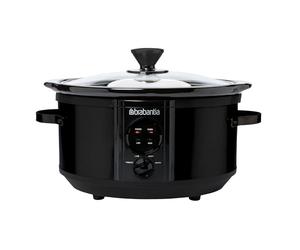 Brabantia Mijoteuse Numérique avec Cocotte Compatible Four, 3.5 Litres | Slow Cooker, Céramique, Verre, Température Ajustable, Electrique, Noir