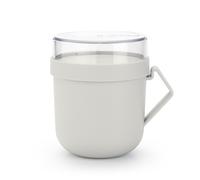 Brabantia - Mug à Soupe Make & Take 0.6L - avec Récipient à Garnitures Vissé (180 ml) & Poignée - Étanche - Grande Ouverture - Convient pour le Congélateur, Lave-Vaisselle & Micro-Ondes - Dark Grey